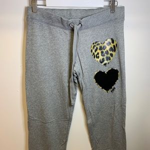 VS Pink cheetah heart gray sweatpants sz XS